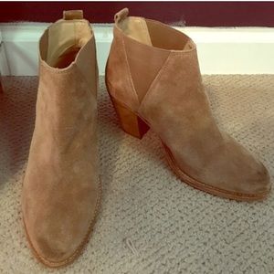 Charles David suede tan booties